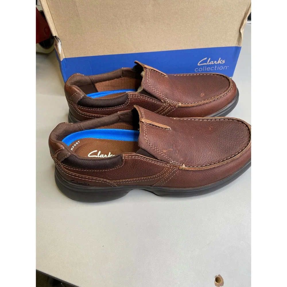 Clarks Bradley Free Tan Tumbled Leather Slip On Loafers 26154366 Mens 7.5 W